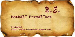Matkó Erzsébet névjegykártya